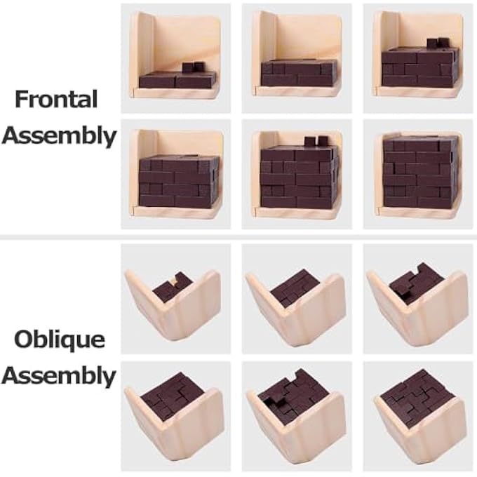 3D WOODEN CUBE, BRAIN TEASER PUZZLE, T-SHAPED JIGSAW PUZZLE TOY, EDUCATIONAL PUZZLE TOY FOR KIDS AND ADULTS, LOGIC AND PROBLEM-SOLVING GAME, FUN AND LEARNING GIFT FOR KIDS AND ADULTS | BROWN - Image 3